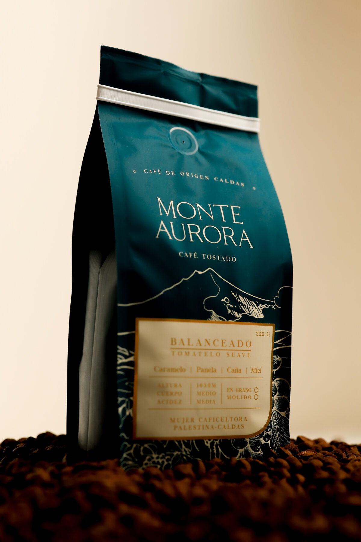 Bolsa de café Monte Aurora Balanceado, 250 g, café de origen Caldas